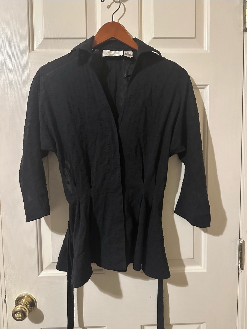 Byron Lars Rare Beguile Black Belted / Waisted Peplum Blouse